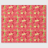 ハワイアンハイビスカスフラワーオンイエローラッピング紙 ラッピングペーパー (フラット)