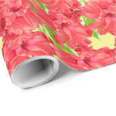 ハワイアンハイビスカスフラワーオンイエローラッピング紙 ラッピングペーパー (ロールコーナー)