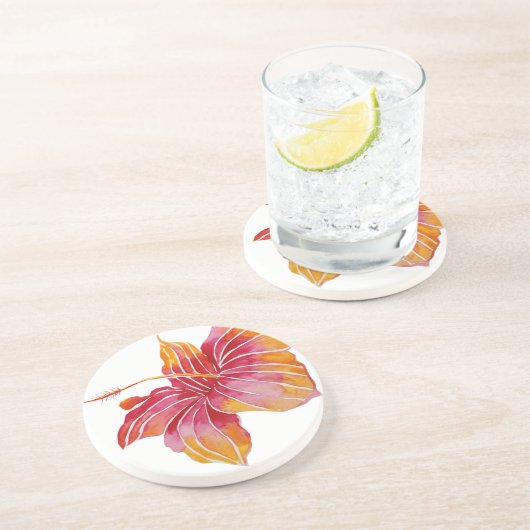 ハワイアンハイビスカスフラワーサンドストーンドリンクコースター コースター (側面)
