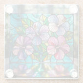 ハワイアンハイビスカスフラワーステンドグラスコースター ガラスコースター (裏面)