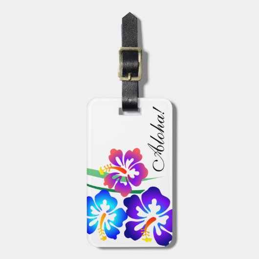 ハワイアンハイビスカスフラワーズアロハ ラゲッジタグ (正面縦)