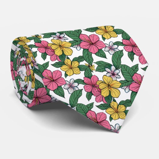 ハワイアンハイビスカスフラワーズグパーソナライズされたロームメンズ ネクタイ (ロール)
