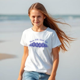 ハワイアンハイビスカスフラワーズブルー Tシャツ