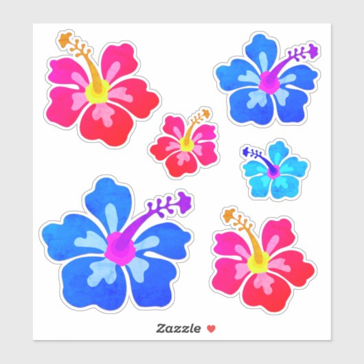 ハワイアンハイビスカスフラワートロピカルシェイプ シール (シート)