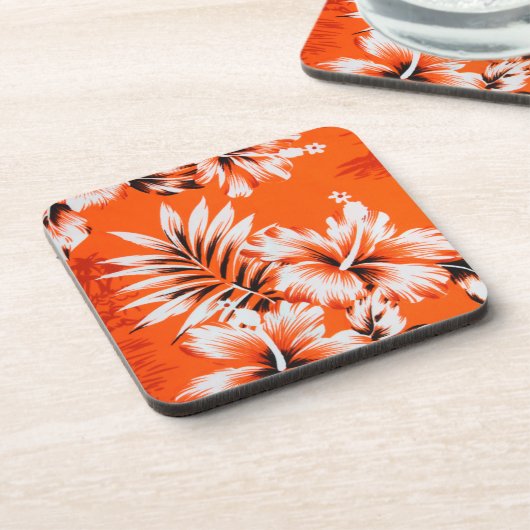 ハワイアンハイビスカスフラワーバックグラウンド コースター (左側)