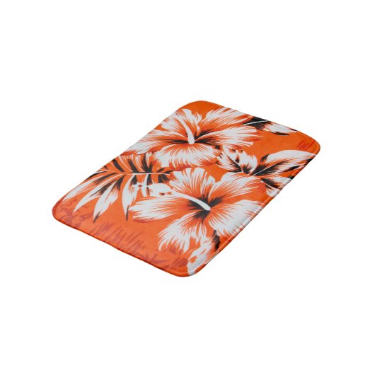 ハワイアンハイビスカスフラワーバックグラウンド バスマット (アングル)