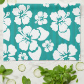 ハワイアンハイビスカスフラワーパターン キッチンタオル (折り畳み)