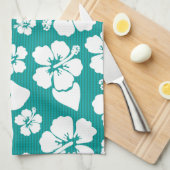 ハワイアンハイビスカスフラワーパターン キッチンタオル (四つ折り)