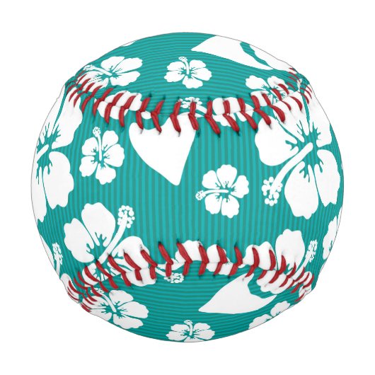 ハワイアンハイビスカスフラワーパターン 野球ボール (正面)