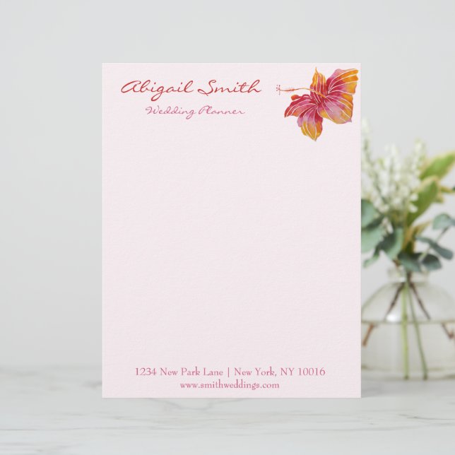 ハワイアンハイビスカスフラワーパーソナライズされたレターヘッド レターヘッド (スタンド正面)