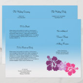 ハワイアンハイビスカスフラワーパープルウェディングプログラム (正面/裏面)