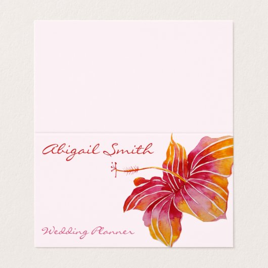 ハワイアンハイビスカスフラワー折り畳み名刺 名刺 (外部フラット)