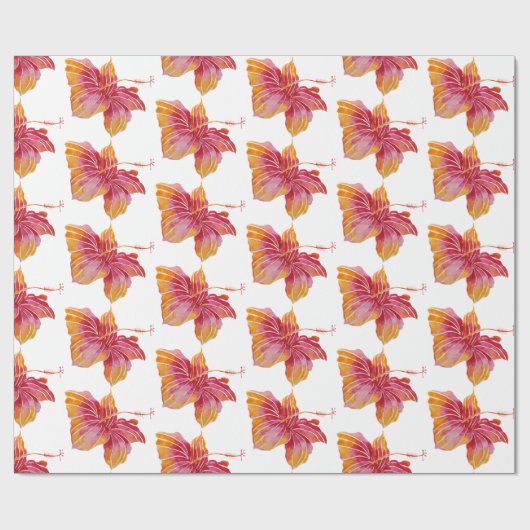 ハワイアンハイビスカスフラワー ラッピングペーパー (フラット)