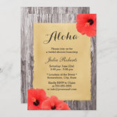 ハワイアンハイビスカスフローラアロハブライダルシャワー 招待状 (正面/裏面)