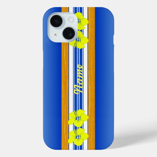 ハワイアンハイビスカスブルーサーフボード Case-Mate iPhoneケース (裏面)