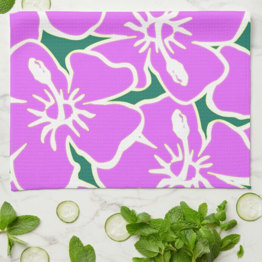 ハワイアンハイビスカスルアウ（ハワイ式宴会） キッチンタオル (折り畳み)