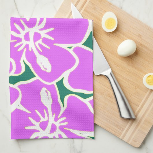 ハワイアンハイビスカスルアウ（ハワイ式宴会） キッチンタオル (四つ折り)