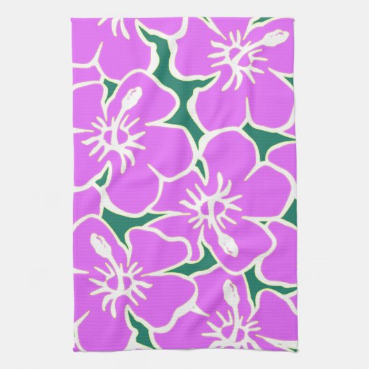 ハワイアンハイビスカスルアウ（ハワイ式宴会） キッチンタオル (縦)