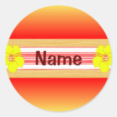 ハワイアンハイビスカスレッドサーフボード ラウンドシール (正面)