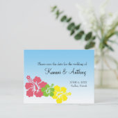 ハワイアンハイビスカス名門私立校風のフラワーピンク 案内ポストカード (スタンド正面)