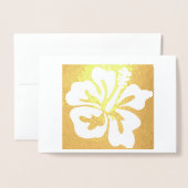 ハワイアンハイビスカス熱帯フローラフラワー開花 箔カード (封筒付き正面)