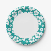 ハワイアンハイビスカス花模様 ペーパープレート (正面)