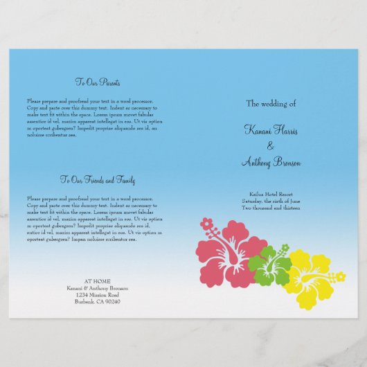 ハワイアンハイビスカス花熱帯結婚式 (正面)