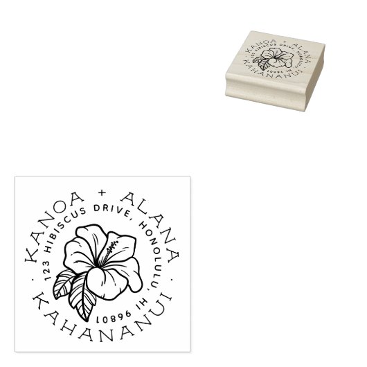 ハワイアンハイビスカス |カップル結婚した差出人住所 ラバースタンプ (押印)