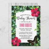 ハワイアンハイビスカス&バタフライトロピカルベビーシャワー 招待状 (正面/裏面)