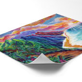 ハワイアンハンバックホエールブリーチングアットサンセット ポスター (角)