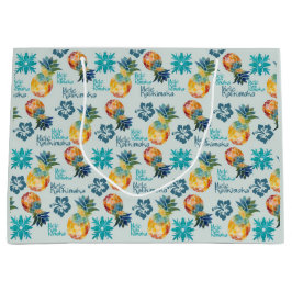 ハワイアンパイナップルとハイビスカスメレカリキマカ2 ラージペーパーバッグ