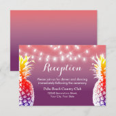 ハワイアンパイナップルのストリングライト ウェディングパーティー 招待状 (正面/裏面)