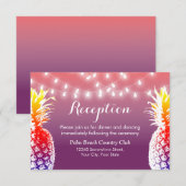 ハワイアンパイナップルのストリングライト ウェディングレセプション 招待状 (正面/裏面)