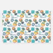 ハワイアンパイナップルアンドハイビスカスメレカリマカ ラッピングペーパーシート (正面)