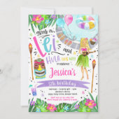 ハワイアンパイナップルプールパーティ 誕生日ルアウ 招待状 (正面)