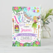 ハワイアンパイナップルプールパーティ 誕生日ルアウ 招待状 (スタンド正面)