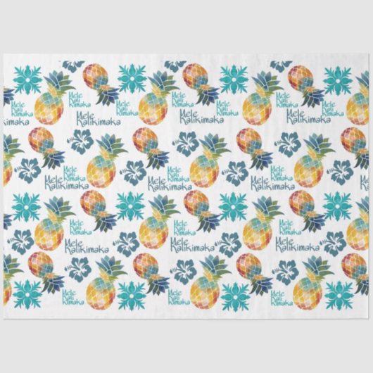 ハワイアンパイナップル及びハイビスカスティッシュペーパー 薄葉紙 (正面)