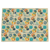 ハワイアンパイナップル及びハイビスカス3 ラージペーパーバッグ (正面)