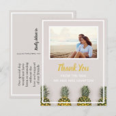 ハワイアンパイナップル ウェディング 感謝 フォト トロピカル 案内ポストカード (正面/裏面)