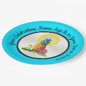 ハワイアンパーソナライズされた紙プレート，任意の大事な行事 ペーパープレート (アングル)