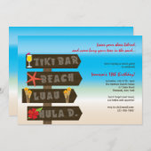 ハワイアンパーティーの招待状 招待状 (正面/裏面)