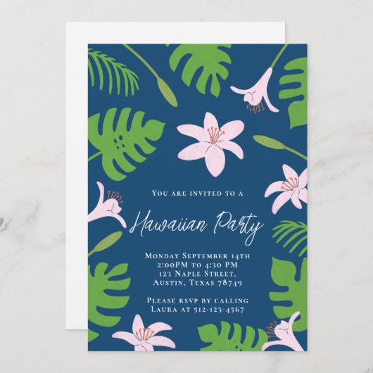 ハワイアンパーティー招待状 招待状 (正面/裏面)