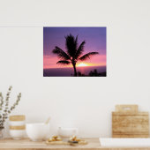 ハワイアンパームツリーカラフル&サンセット ポスター (キッチン)
