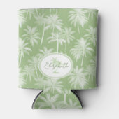 ハワイアンパームツリーシルエットパターングリーンID1093 缶クーラー (正面)