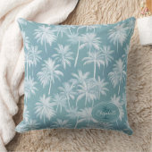 ハワイアンパームツリーシルエットパターンティール（緑がかった色）ID1093 クッション (ブランケット)