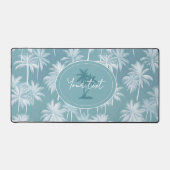 ハワイアンパームツリーシルエットパターンティール(緑がかった色)ID1093 デスクマット (正面)