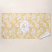 ハワイアンパームツリーシルエットパターン金ゴールドID1093 ビーチタオル (正面)