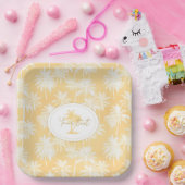 ハワイアンパームツリーシルエットパターン金ゴールドID1093 ペーパープレート (パーティー)