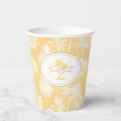 ハワイアンパームツリーシルエットパターン金ゴールドID1093 紙コップ (正面)