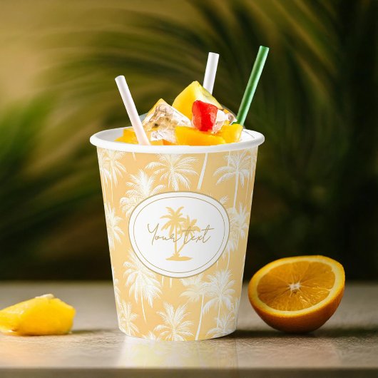 ハワイアンパームツリーシルエットパターン金ゴールドID1093 紙コップ